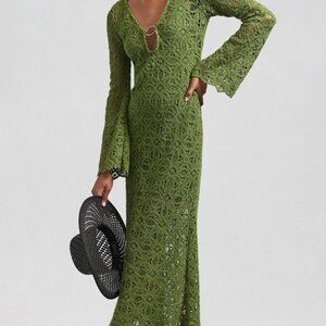 Anthropologie Significant Other Bell-Sleeve Crochet Dress